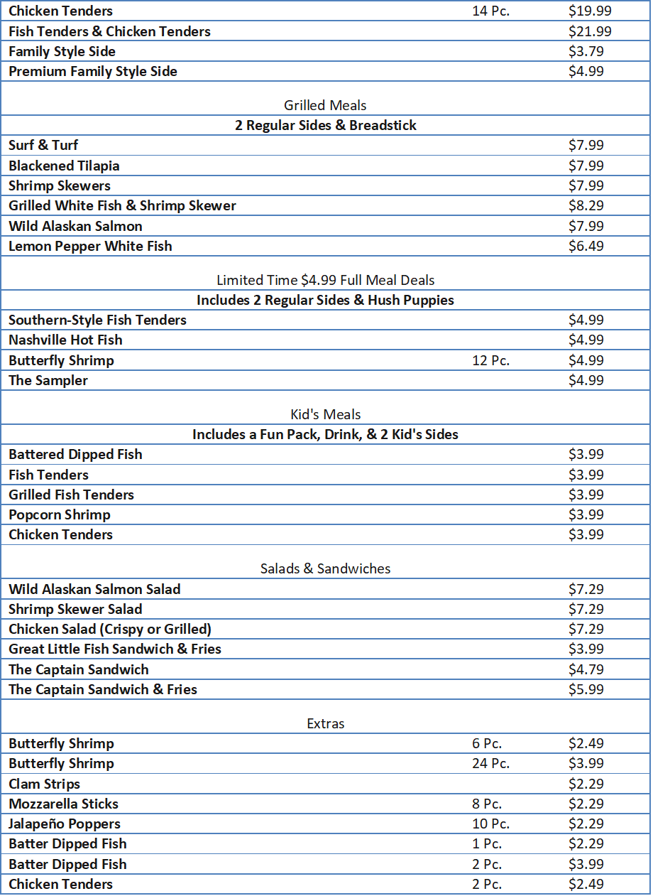 captain ds menu