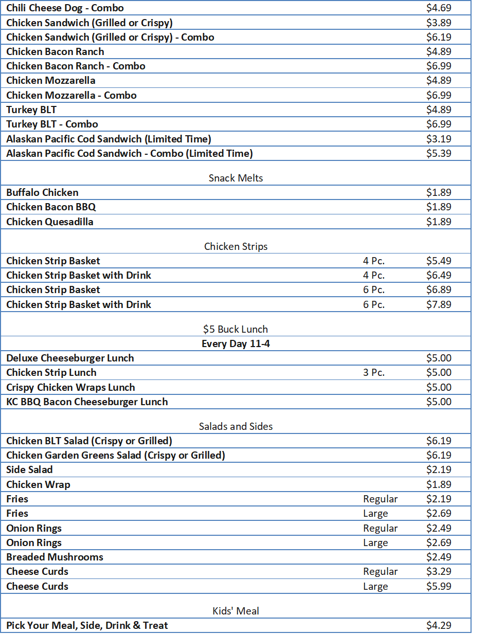 dq menu prices