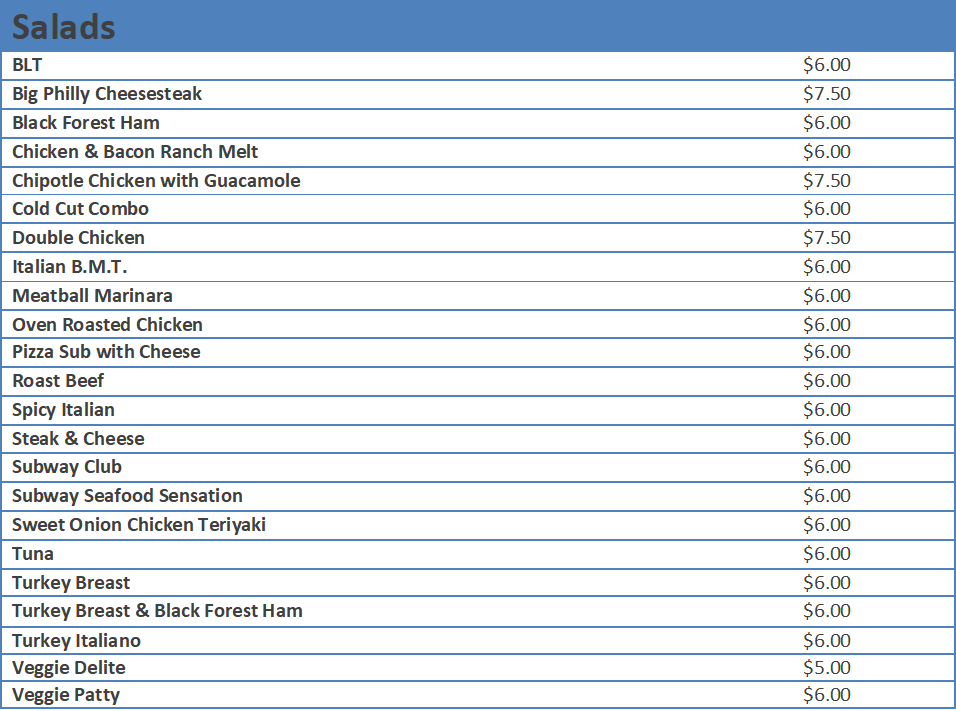 how much is a subway sandwich