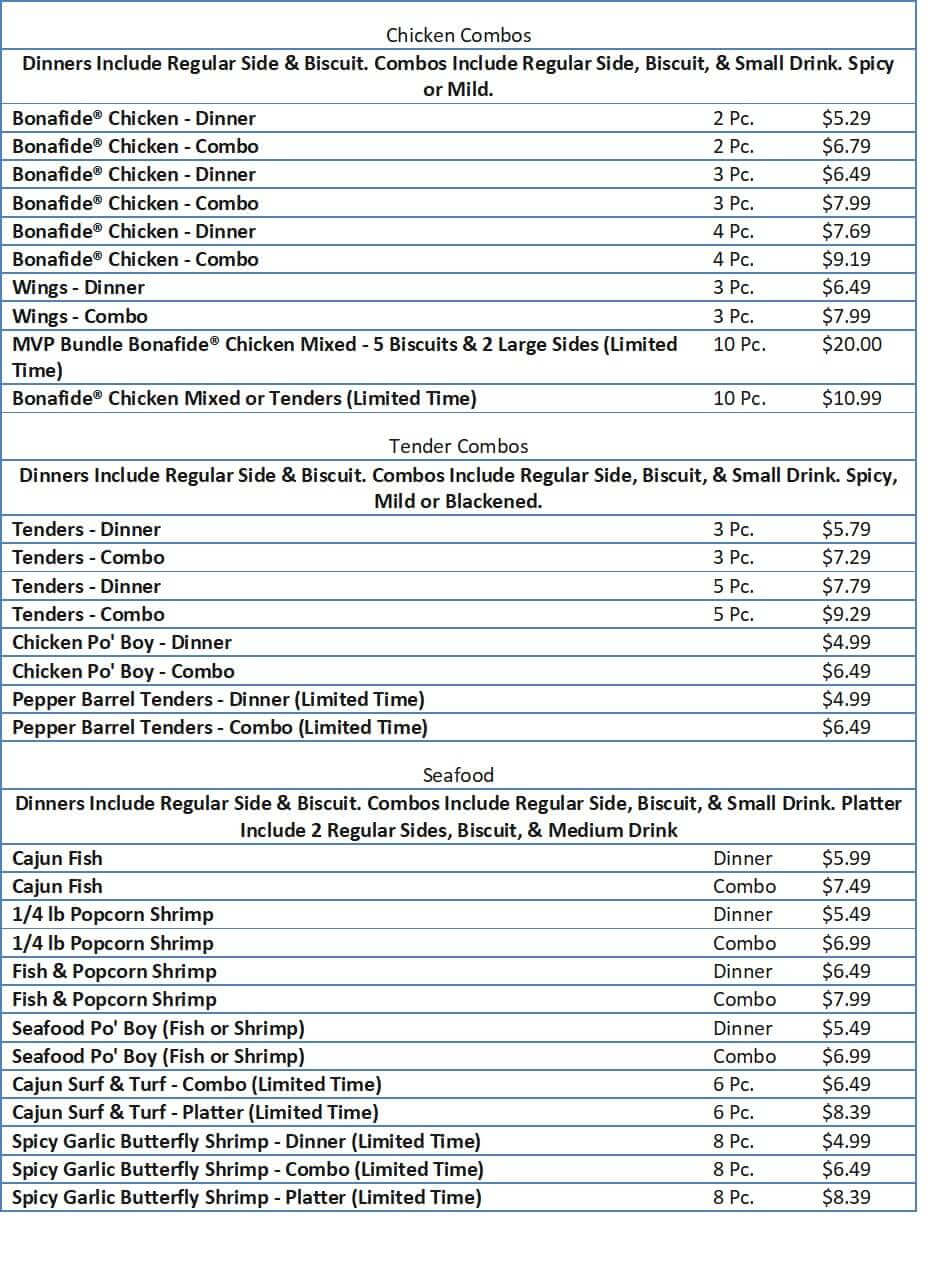 Popeyes Menu Prices (Complete List) - Free business ideas