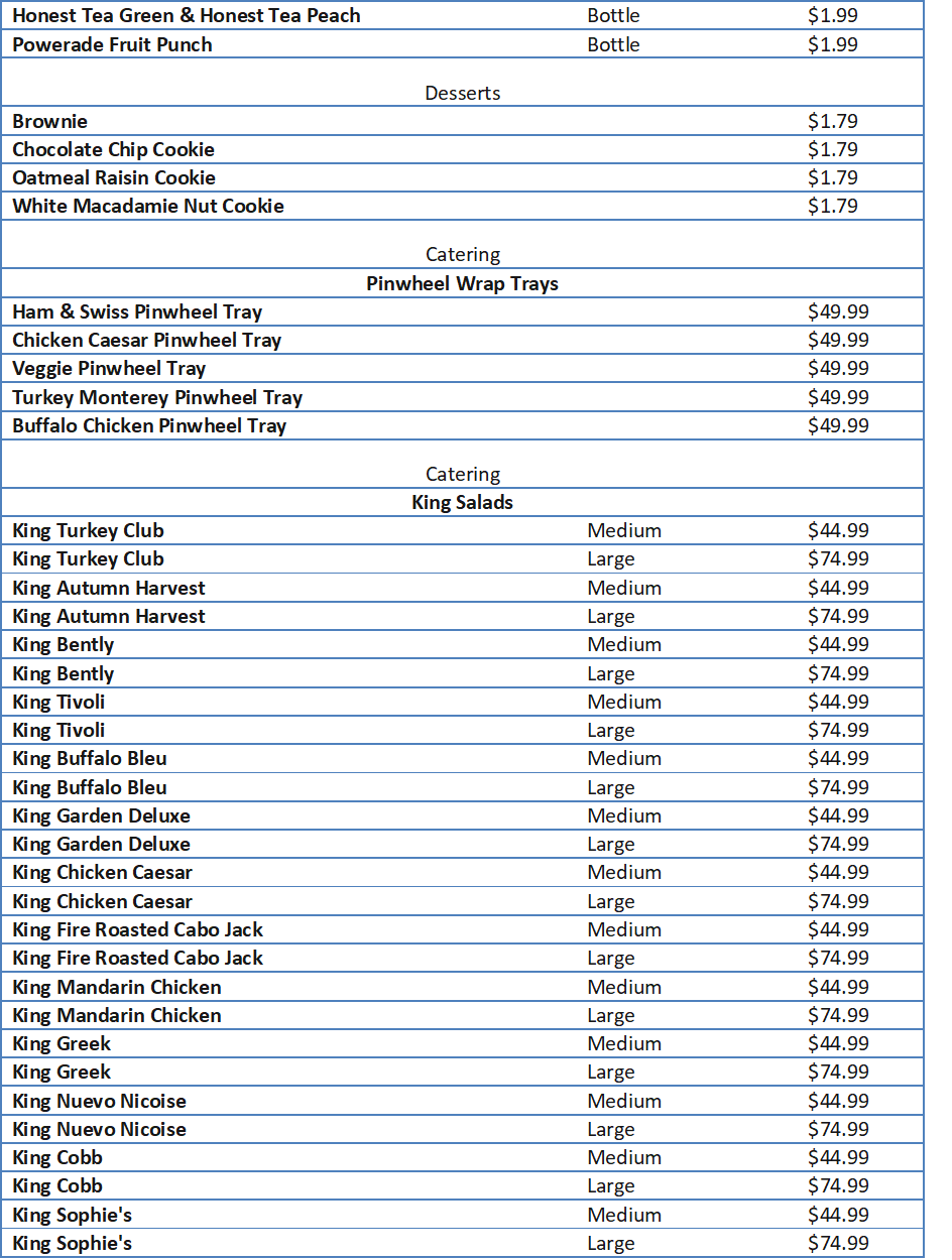 menu saladworks prices salad works restaurant
