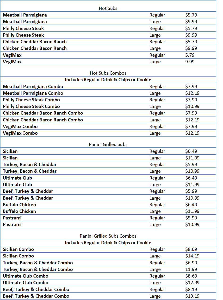 blimpie menu prices
