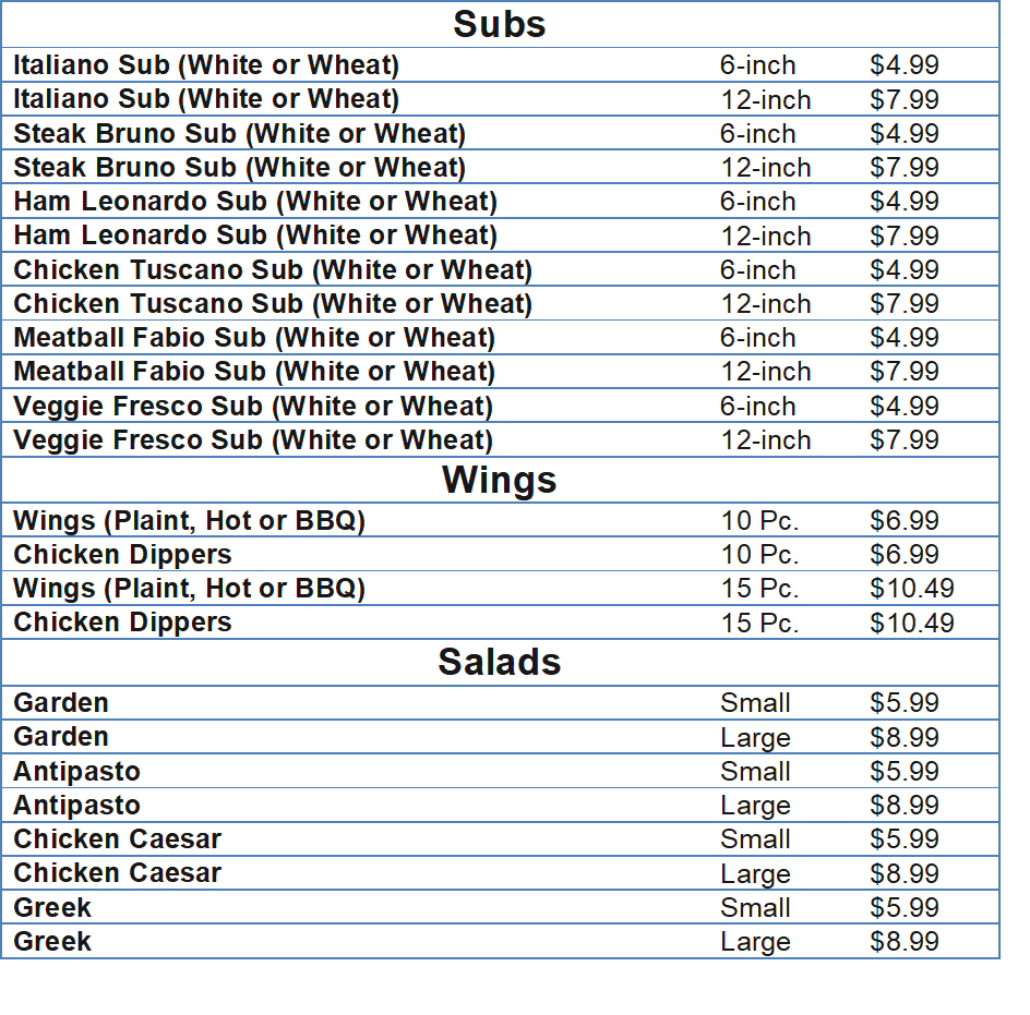 marcos pizza menu