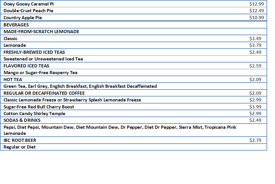 ocharleys snack menu 2