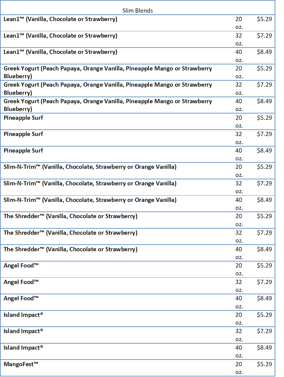 smoothie king menu prices
