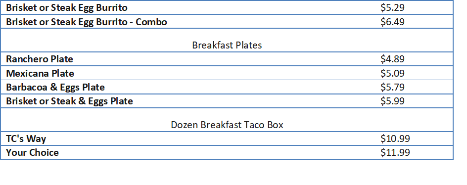 taco cabana menu prices