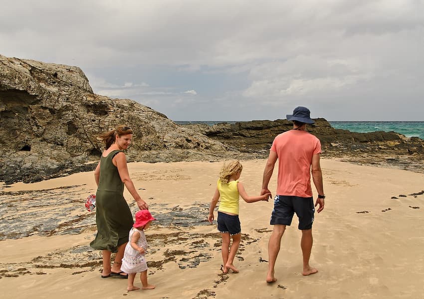 family with coast